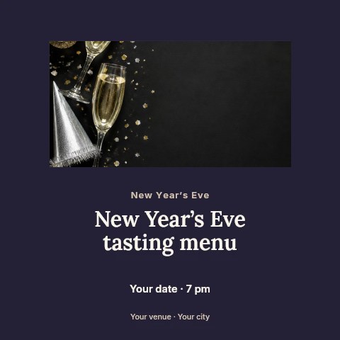 New Year’s Eve tasting menu social media post template