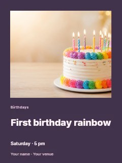 First birthday rainbow greeting card template · Gallery editorial