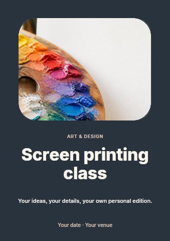 Screen printing class flyer template