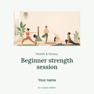 Beginner strength session podcast cover template · Picture window