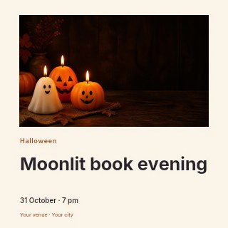 Moonlit book evening social media post template · Gallery editorial