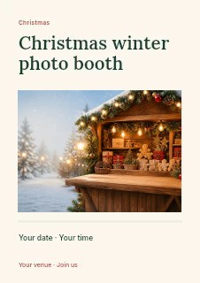 Christmas winter photo booth flyer template · Title & photograph