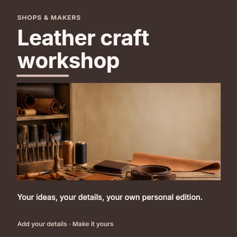 Leather craft workshop social media post template