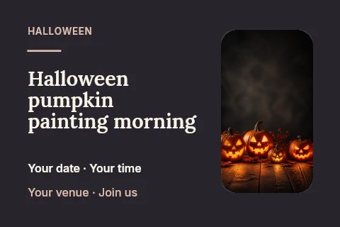 Halloween pumpkin painting morning postcard template · Horizontal photo dialogue