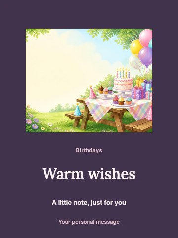 Birthday garden party greeting card template