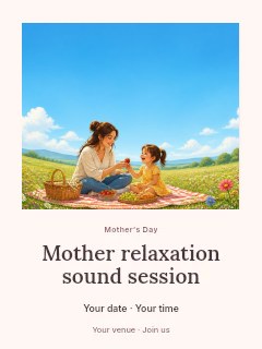 Mother relaxation sound session poster template · Quiet photo gallery