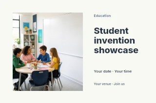 Student invention showcase postcard template · Horizontal photo dialogue