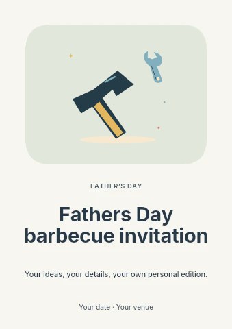 Workshop hammer and wrench in Fathers Day barbecue invitation flyer template