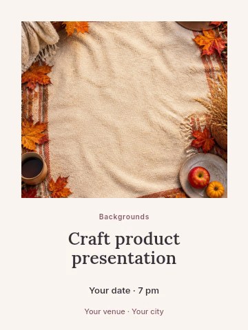 Autumn picnic blanket with fall decor in Craft product presentation poster template