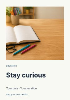 Open notebook with pens and glasses on table in Learning photo announcement · Gallery editorial