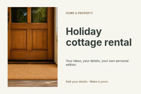 Holiday cottage rental postcard template