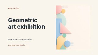 Geometric art exhibition presentation cover template · Horizontal photo dialogue