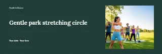Group Outdoor Fitness Stretching Exercise in Gentle park stretching circle banner · Horizontal photo dialogue