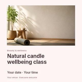Natural candle wellbeing class social media post template · Gallery editorial