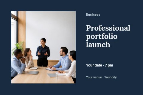 Professional portfolio launch postcard template