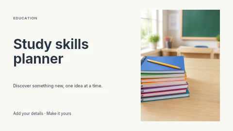 Study skills planner presentation cover template
