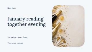 January reading together evening presentation cover template · Horizontal photo dialogue