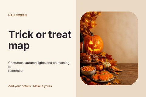 Trick or treat map postcard template
