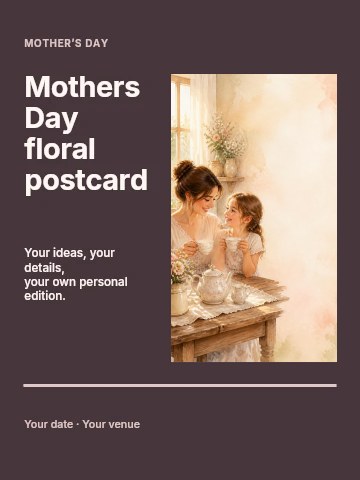 Mothers Day floral postcard poster template
