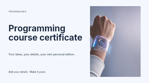 Programming course certificate presentation cover template