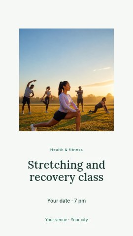Stretching and recovery class instagram story template