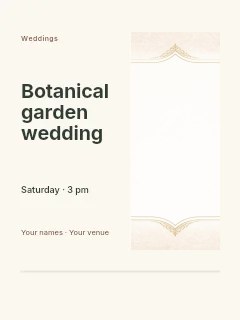 Botanical garden wedding invitation template · Split portrait