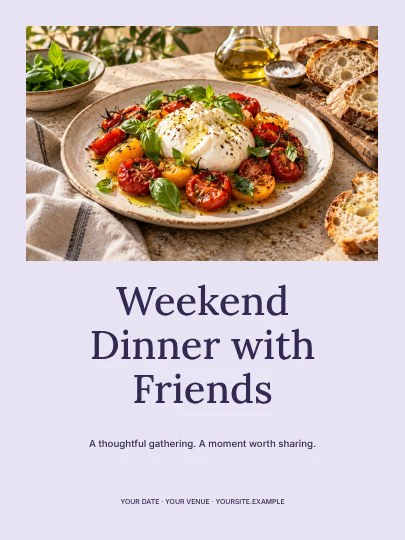 Weekend Dinner with Friends · Classic invitation template