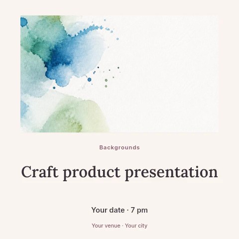 Abstract watercolor splash background in Craft product presentation social media post template