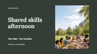 Shared skills afternoon presentation cover template · Horizontal photo dialogue