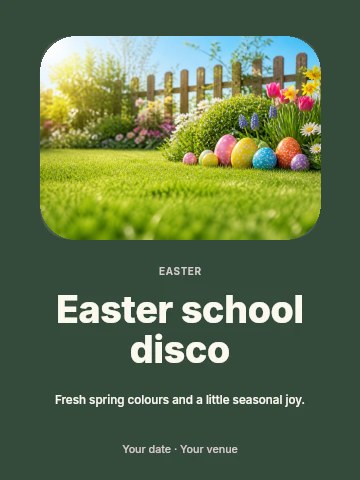 Easter school disco poster template