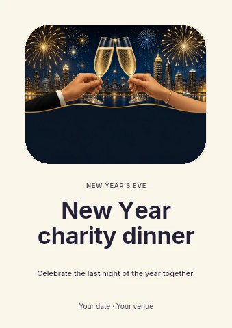 New Year charity dinner flyer template