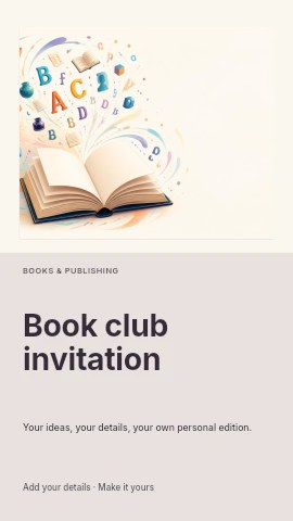 Book club invitation instagram story template