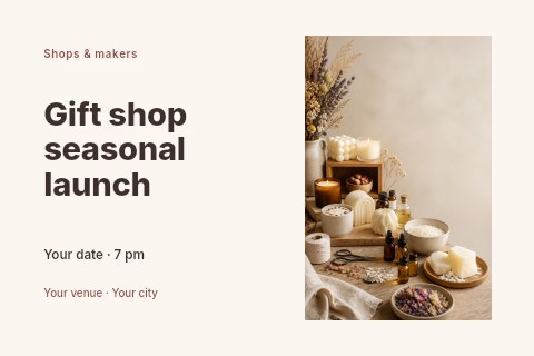 Gift shop seasonal launch postcard template