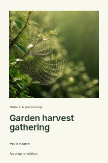 dew-covered spider web on green foliage in Garden harvest gathering · Gallery editorial