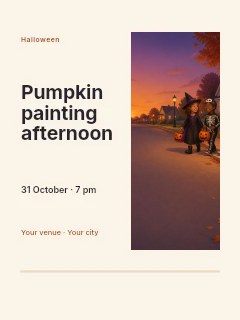 Pumpkin painting afternoon invitation template · Split portrait