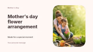 Mother’s Day flower arrangement presentation cover template · Horizontal photo dialogue