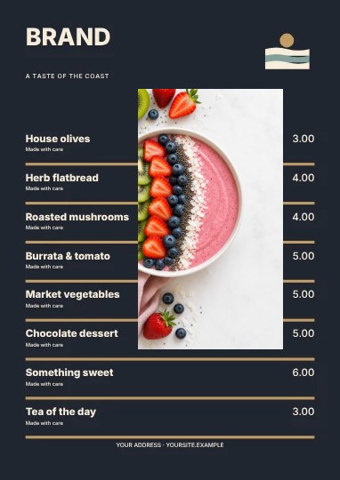 A taste of the coast · Column menu template