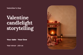 Valentine candlelight storytelling postcard template · Horizontal photo dialogue