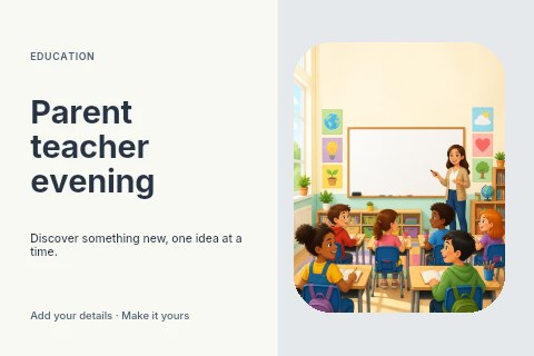 Parent teacher evening postcard template