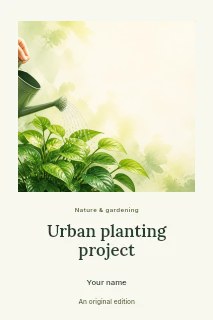 Urban planting project book cover template · Quiet photo gallery