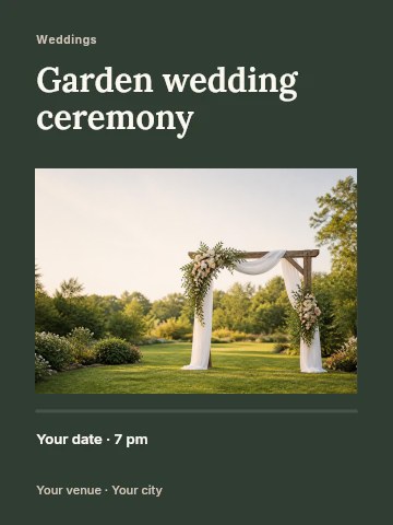 Garden wedding ceremony poster template