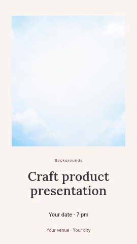 Soft Blue Sky with White Clouds Background in Craft product presentation instagram story template