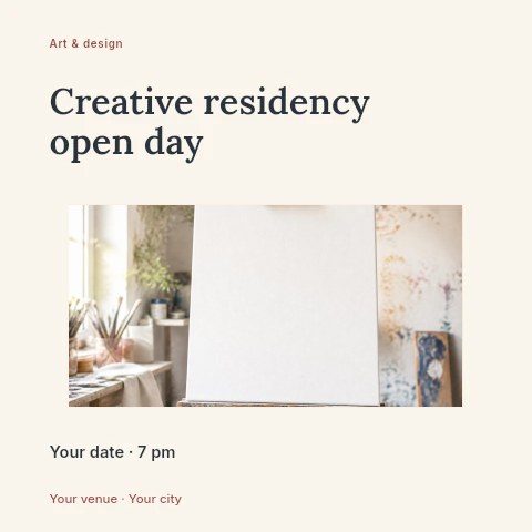Creative residency open day social media post template