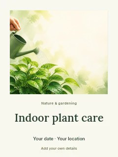 Indoor plant care greeting card template · Quiet photo gallery