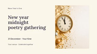 New Year midnight poetry gathering youtube thumbnail template · Horizontal photo dialogue