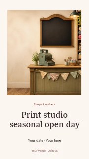 Print studio seasonal open day instagram story template · Quiet photo gallery