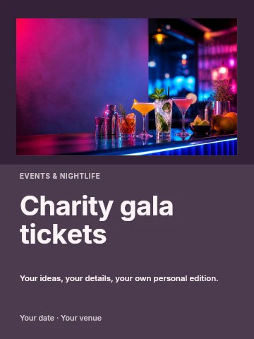 Charity gala tickets invitation template