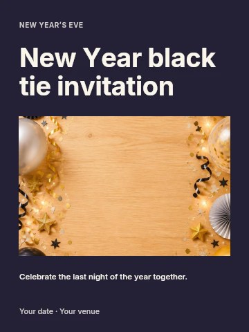 New Year black tie invitation template
