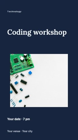 Electronic circuit board and components in Coding workshop instagram story template