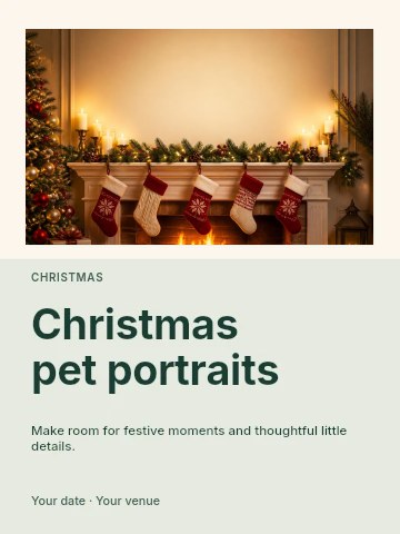 Christmas pet portraits invitation template